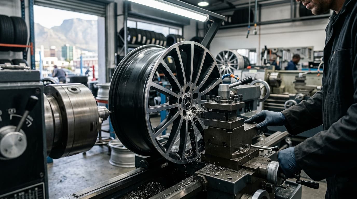 Diamond cut cnc repair on alloy wheel - service at Speedline Mags