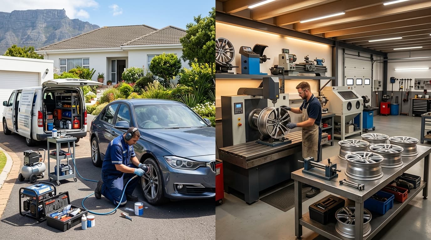 Mobile wheel repair vs professional workshop comparison at Speedline Mags
